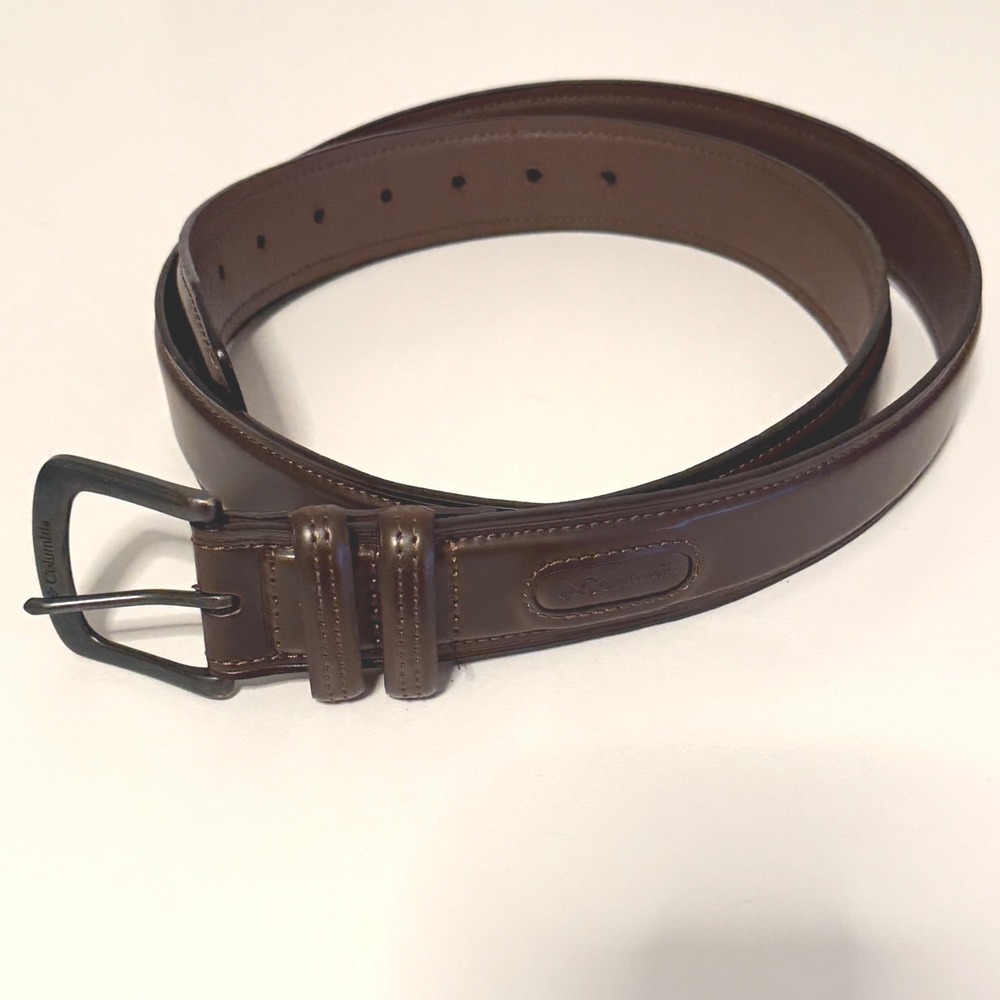 Columbia Leather Belt Sz‎ XL 42-44 Brown Stitched Casual Outdoor 11CO02A9